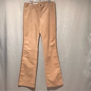 Beige Ultra Suede Dressy Trousers Pants Lace Trim Size 6